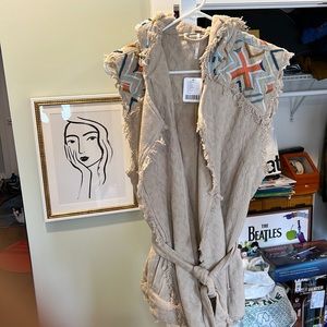 Free people, hooded, short-sleeve, hip-hugger vest